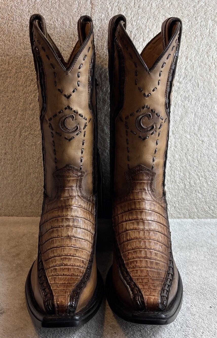 Cuadra Men's Brown 3 Pieces Fuscus/Caiman Leather Western Boots Size 8 EE 73318
